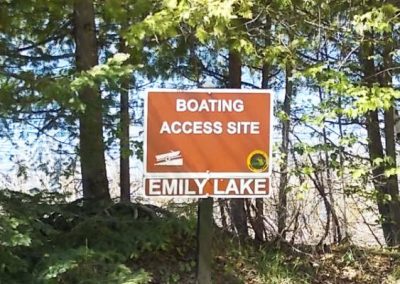 Lake Emily Boat access site sign
