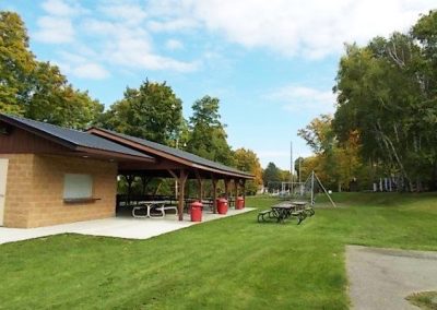 Sunset Lake picnic tables and pavilion